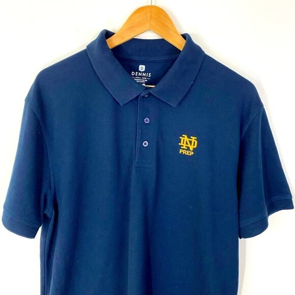 Notre Dame Prep High School Polo Shirt Men's Size Large Navy Blue Uniform Collar - Picture 1 of 11